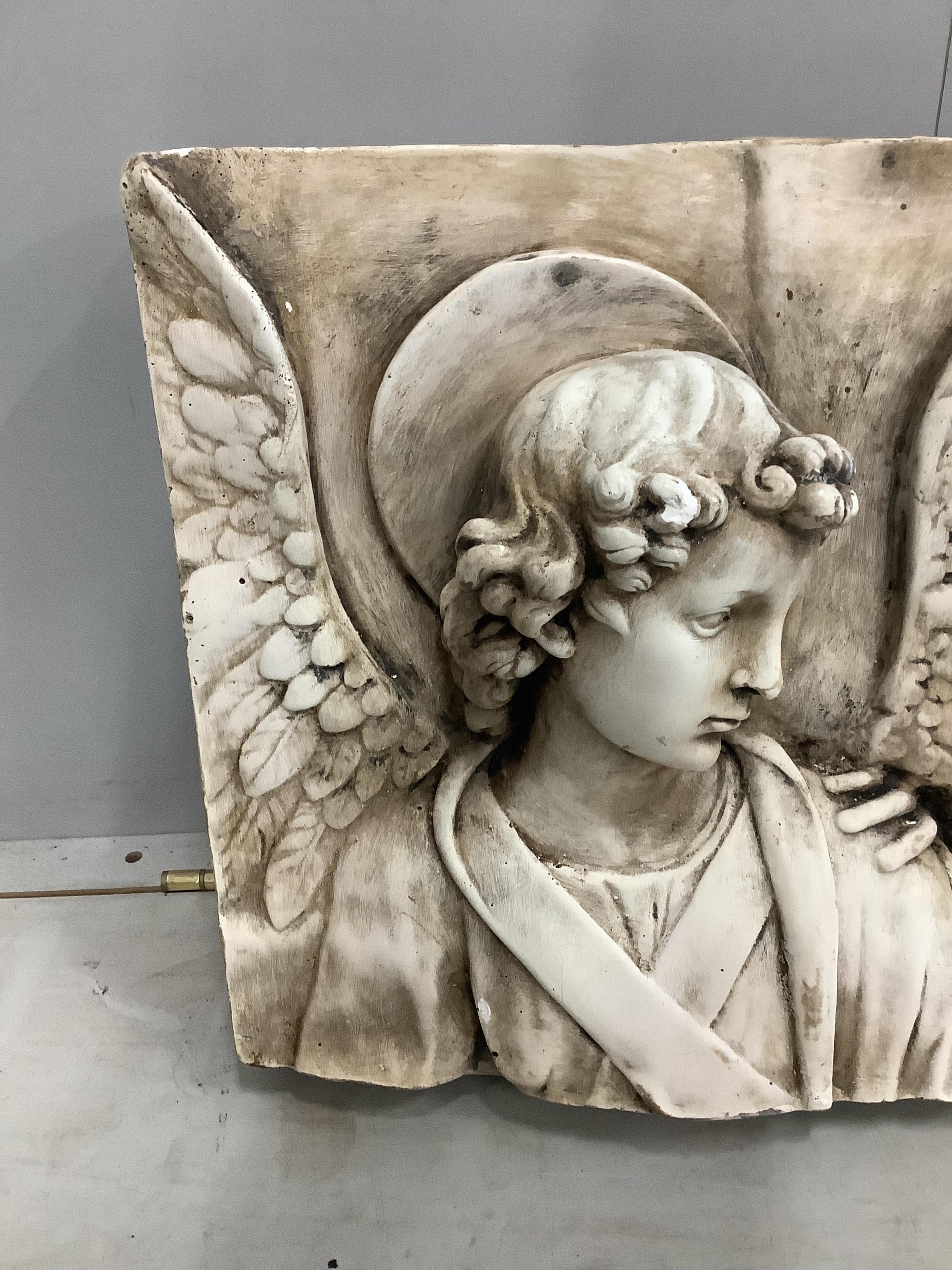 A rectangular classical wall plaque, Tobias and the angel, width 58cm, height 40cm. Condition - fair